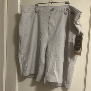 Travis Mathew Light Gray Palm-Print Flat Front Shorts 38